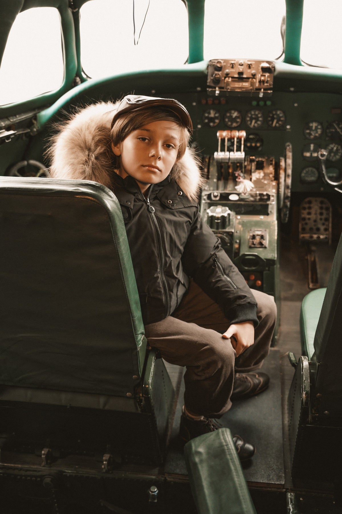 The Northbound Boys' Bomber with Shoulder Flaps - Black Coat IBIS Outerwear 