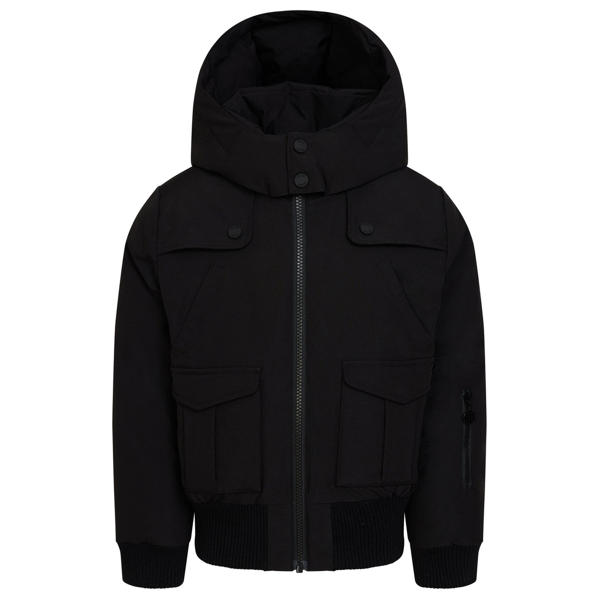 The Northbound Boys' Bomber with Shoulder Flaps - Black - No Fur Coat IBIS Outerwear 