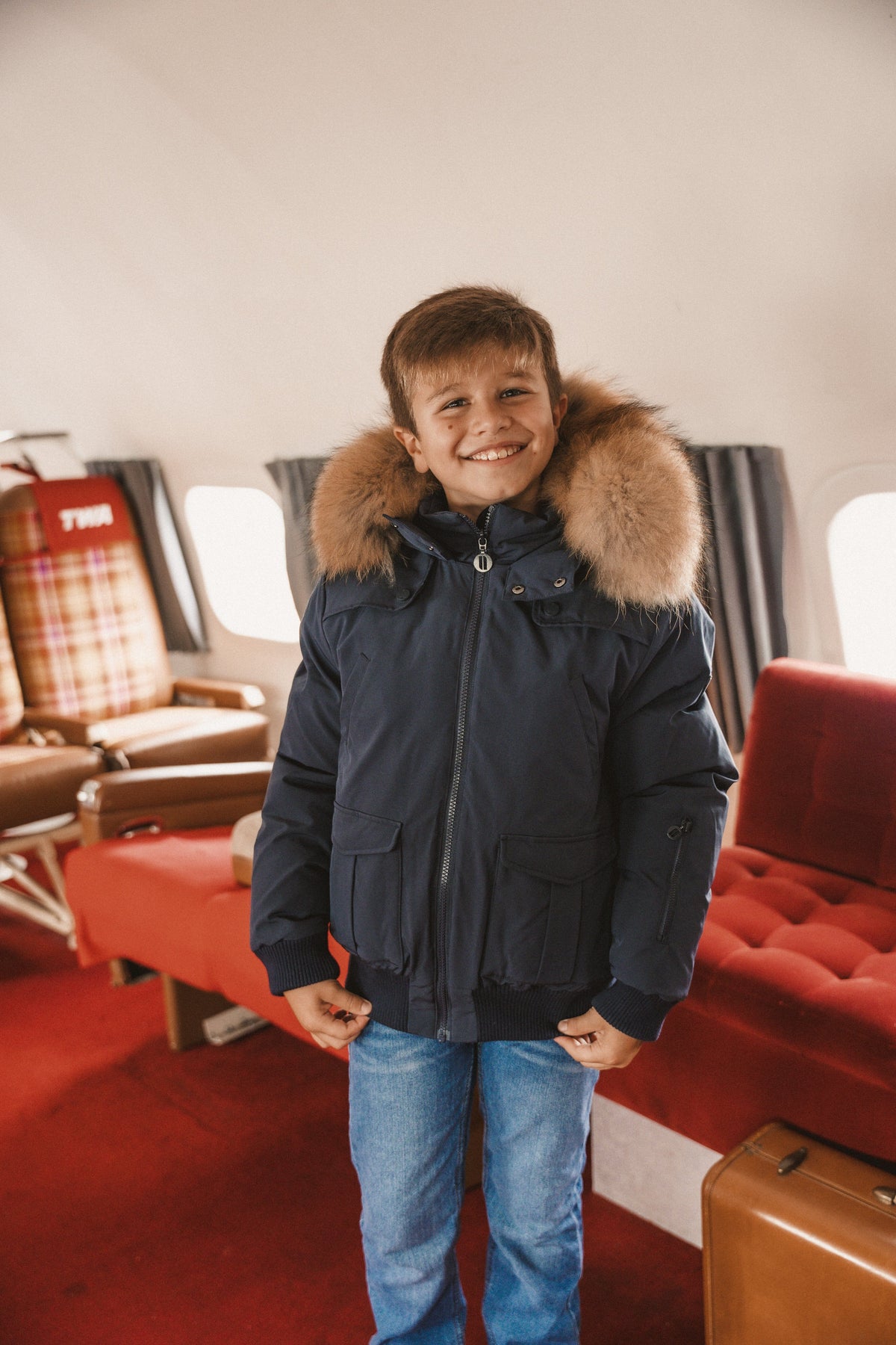 The Northbound Boys' Bomber with Shoulder Flaps - Navy Coat IBIS Outerwear 