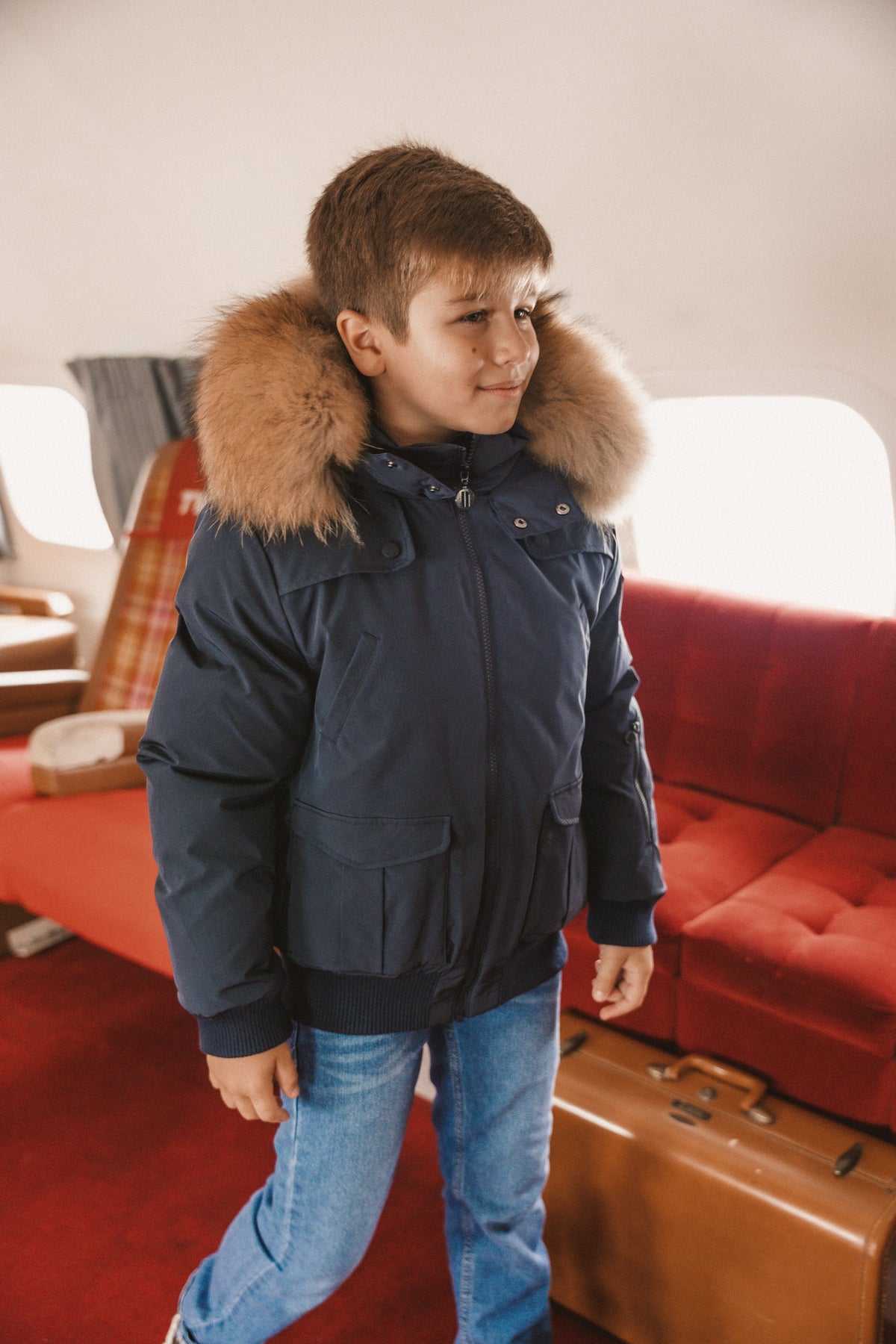 The Northbound Boys' Bomber with Shoulder Flaps - Navy Coat IBIS Outerwear 