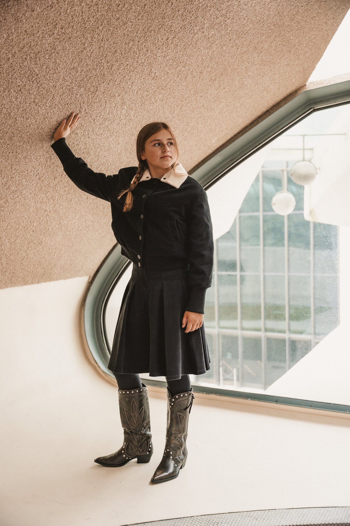 The Return Teen Dress Jacket with Contrast Collar - Black Jacket IBIS Outerwear 