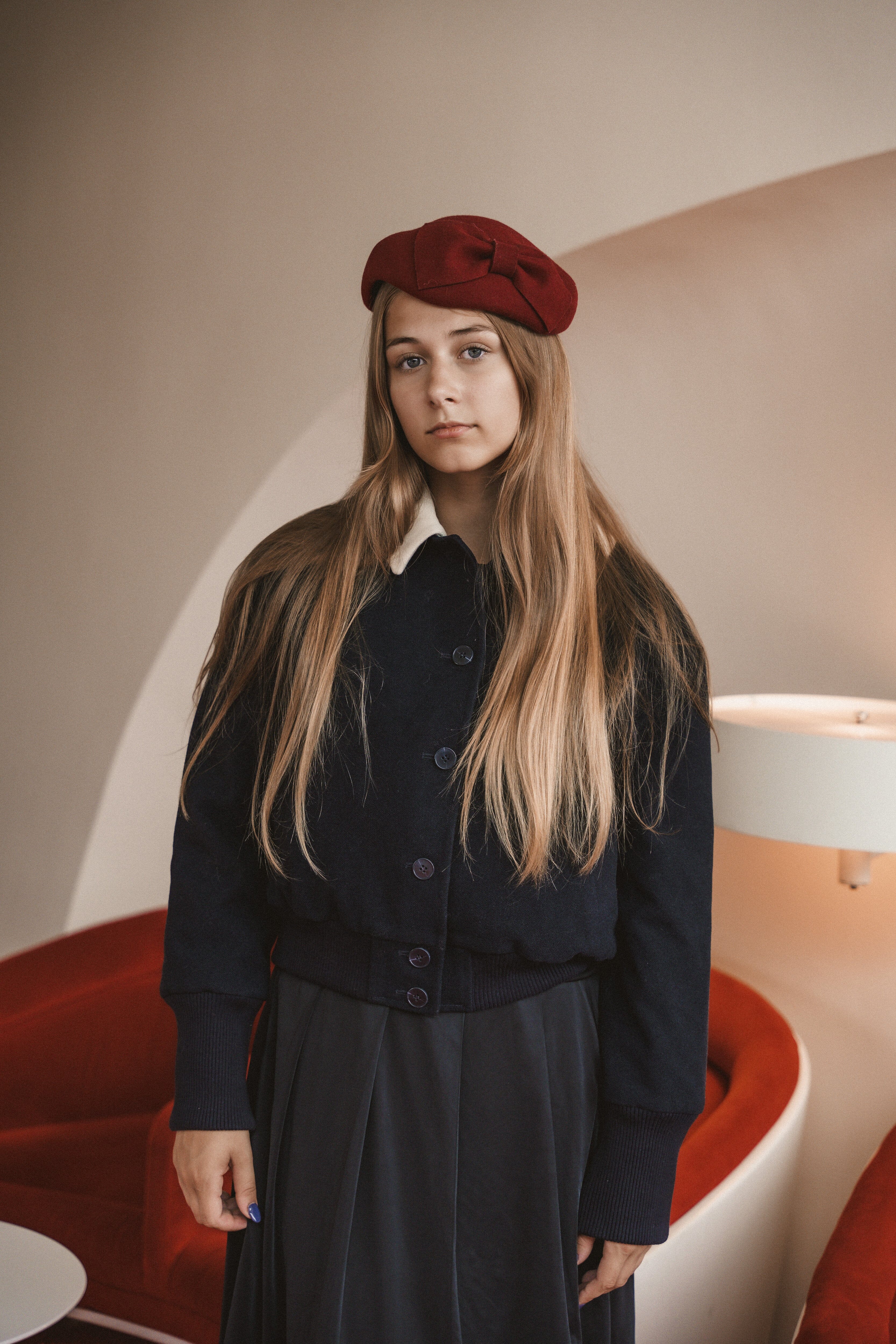 The Return Teen Dress Jacket with Contrast Collar - Navy Jacket IBIS Outerwear 