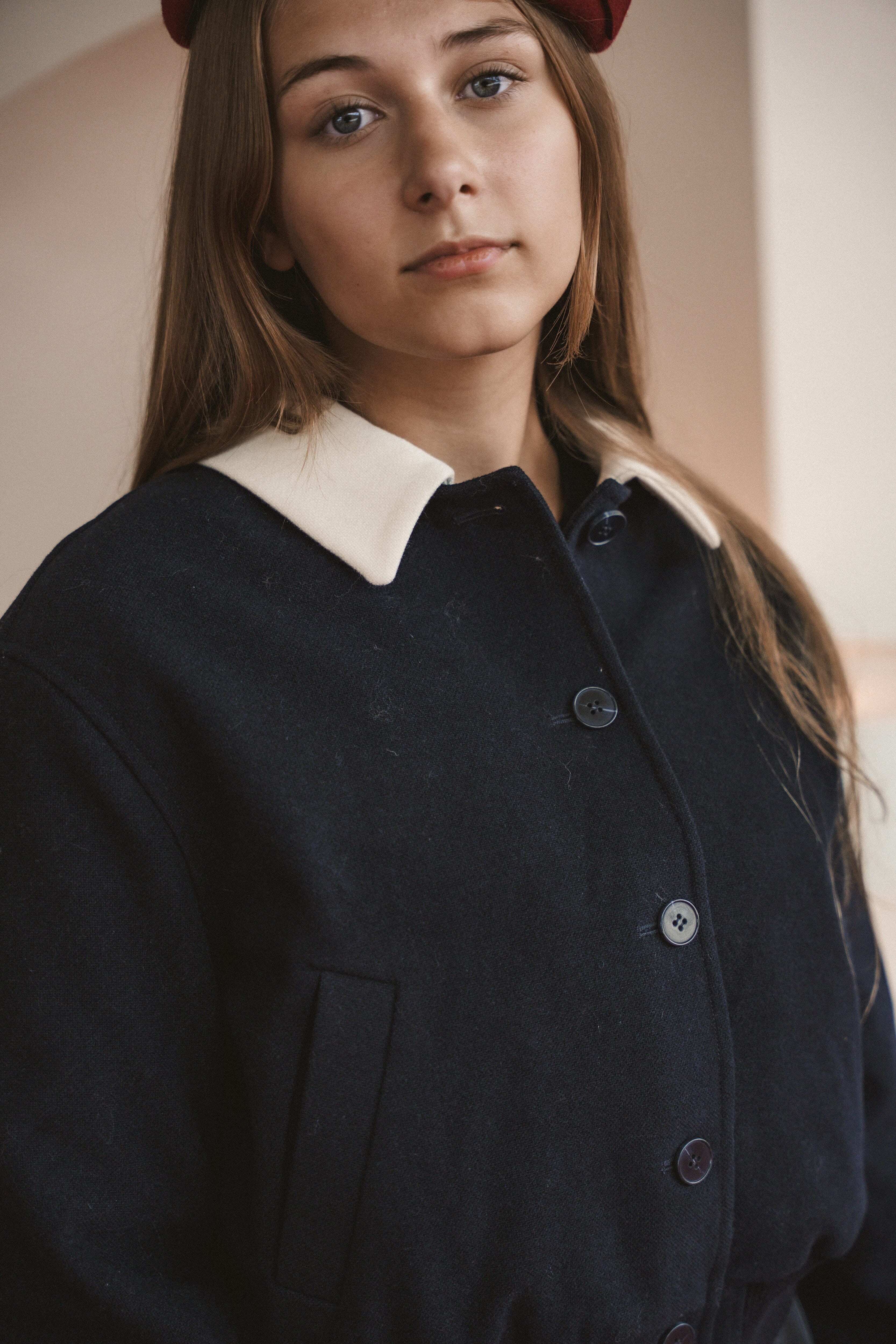 The Return Teen Dress Jacket with Contrast Collar - Navy Jacket IBIS Outerwear 