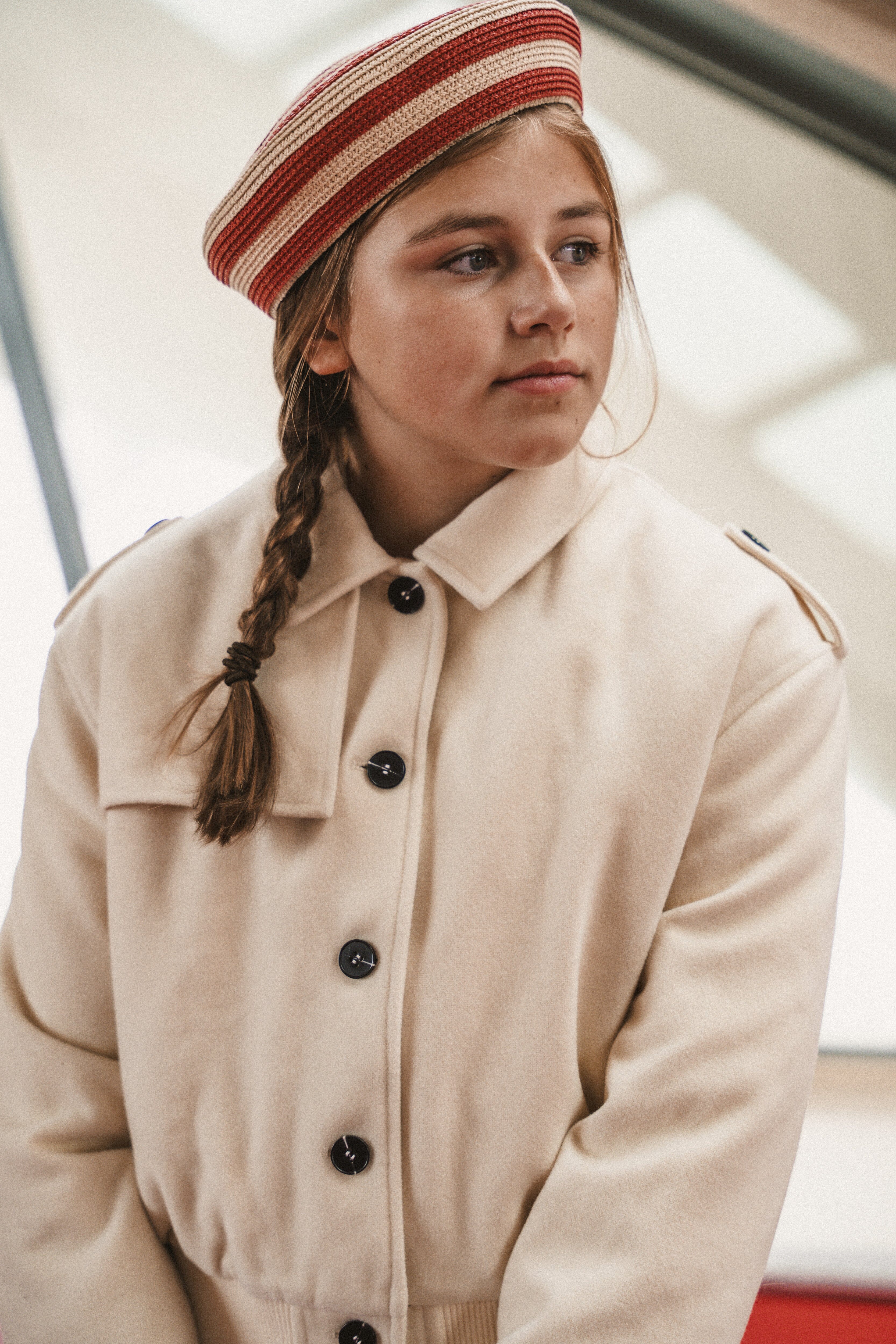 The Voyage Teen Dress Jacket with Flaps - Cream Jacket IBIS Outerwear 