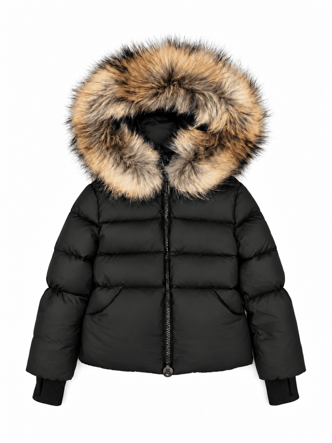 The Waypoint Girls Peplum Coat in Black, front view