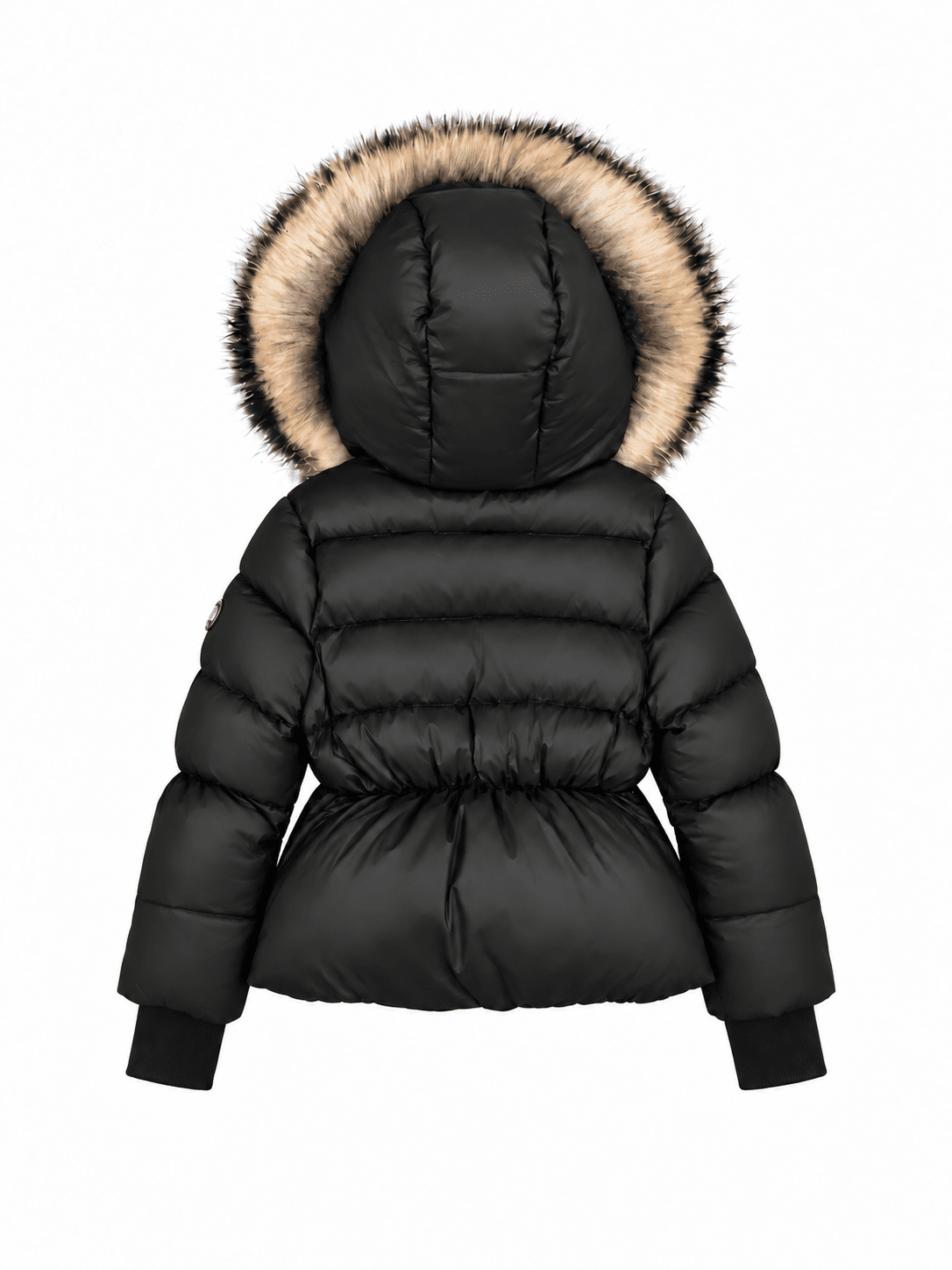 The Waypoint Girls Peplum Coat in Black, back view