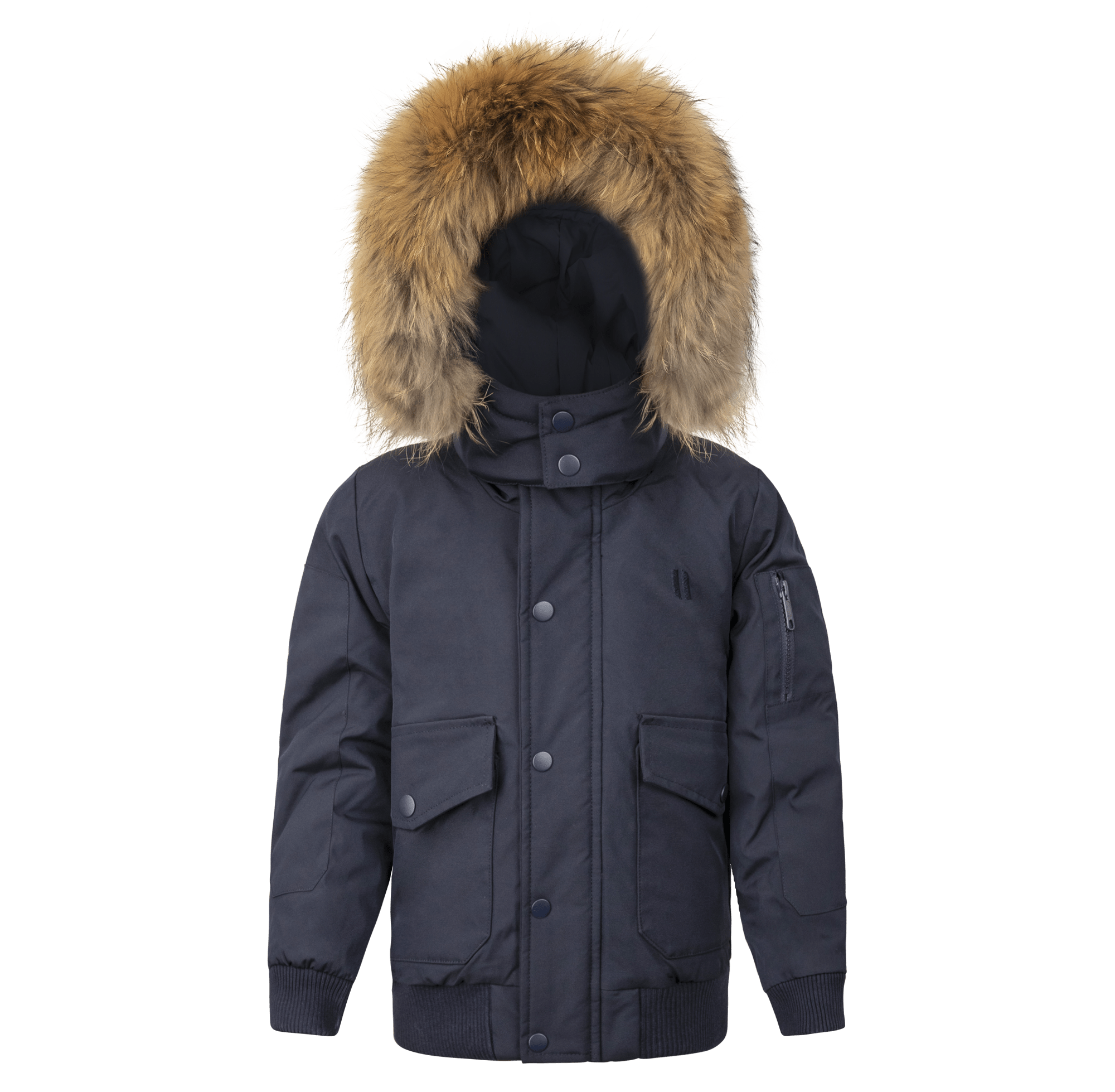 Urbanite Boy's Down Coat with Fur - Navy Coat IBIS Outerwear 