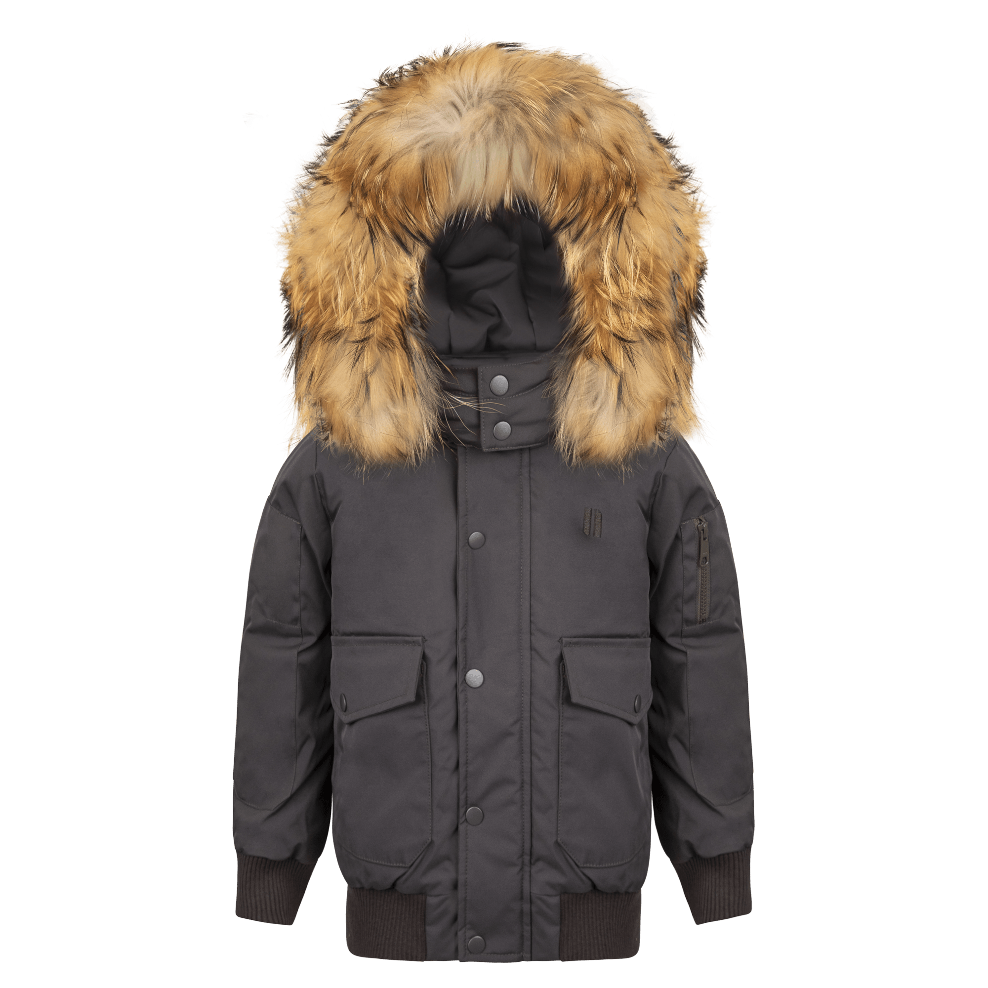 Urbanite Boy's Down Coat with Fur - Olive Green Coat IBIS Outerwear 